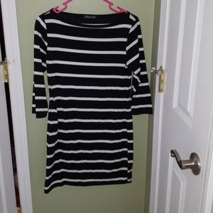 Black and white striped dress